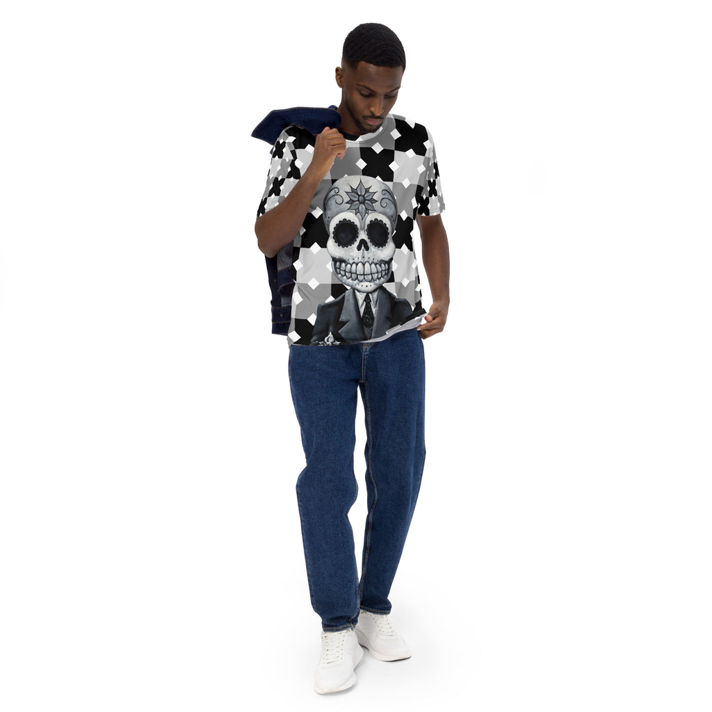 B&W Tuxedo Skeleton Geometric - Men's/Unisex All Over Print T-shirt