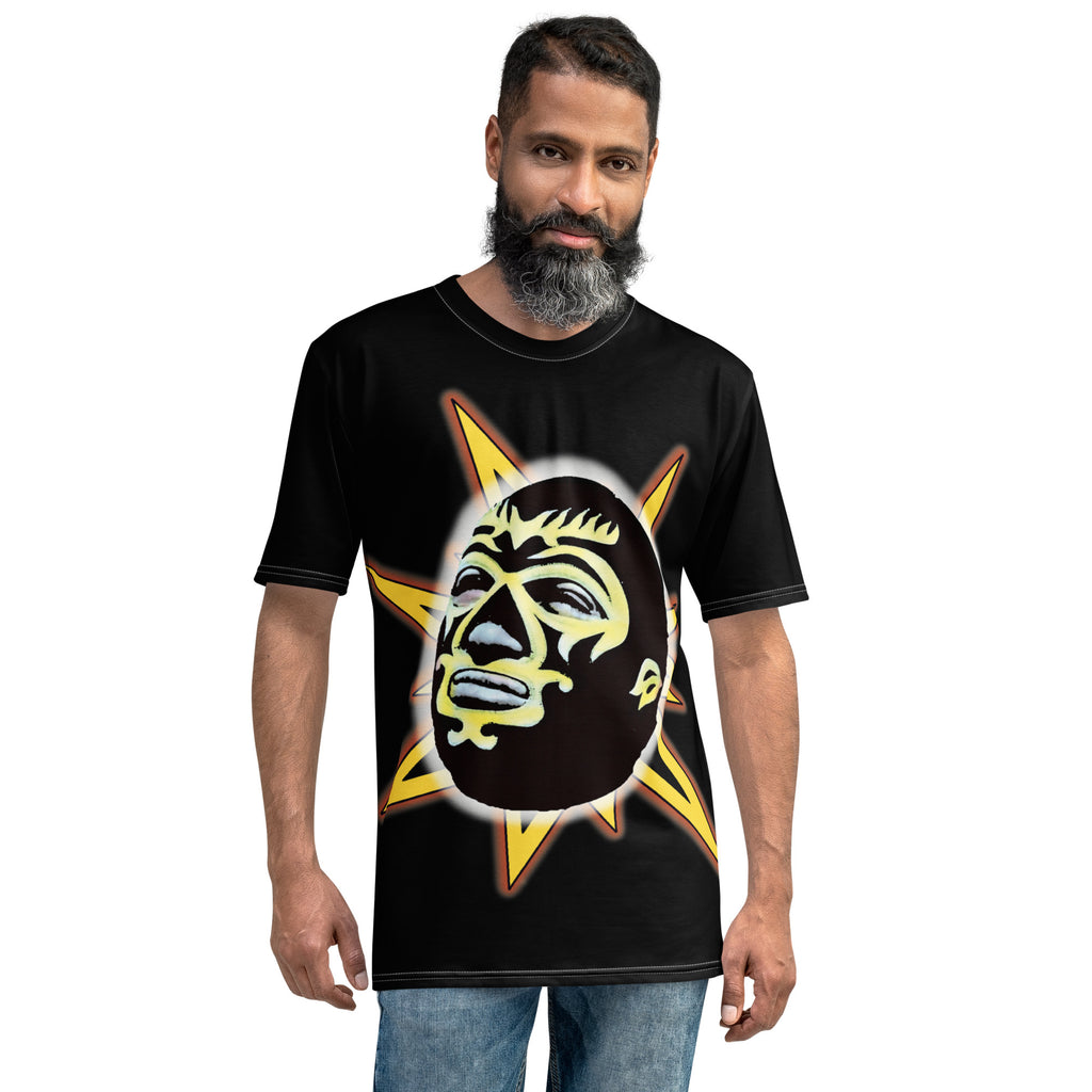 Star Wrestler - Large Print - Black Men's/Unisex T-shirt w/White Stitching