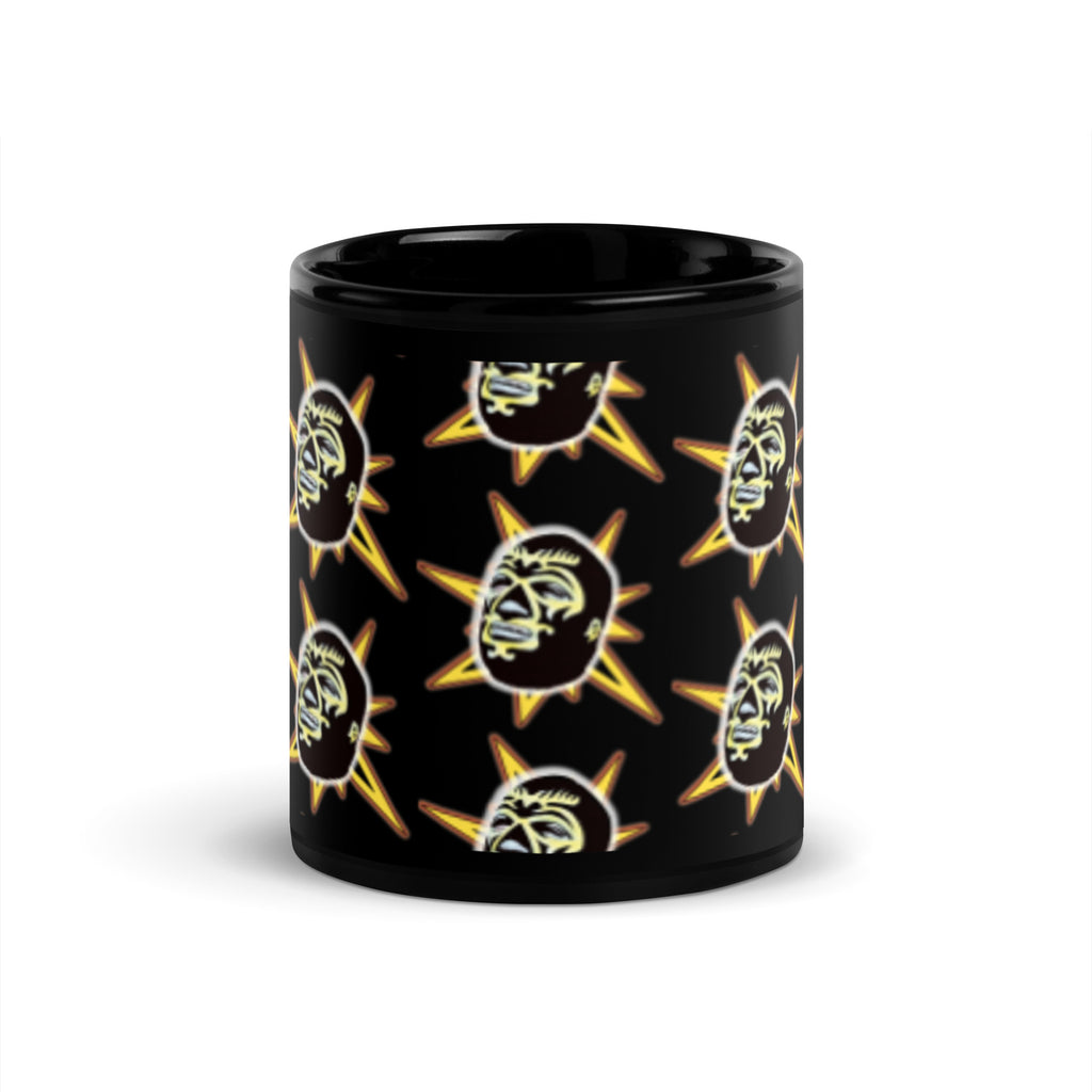 Star Wrestler - Luchador - Patterned Black Glossy Mug - 2 Size Options