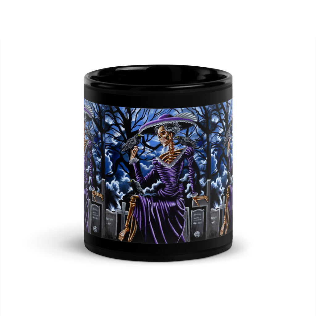 Crow Catrina - Black Glossy Mug - 2 Size Options