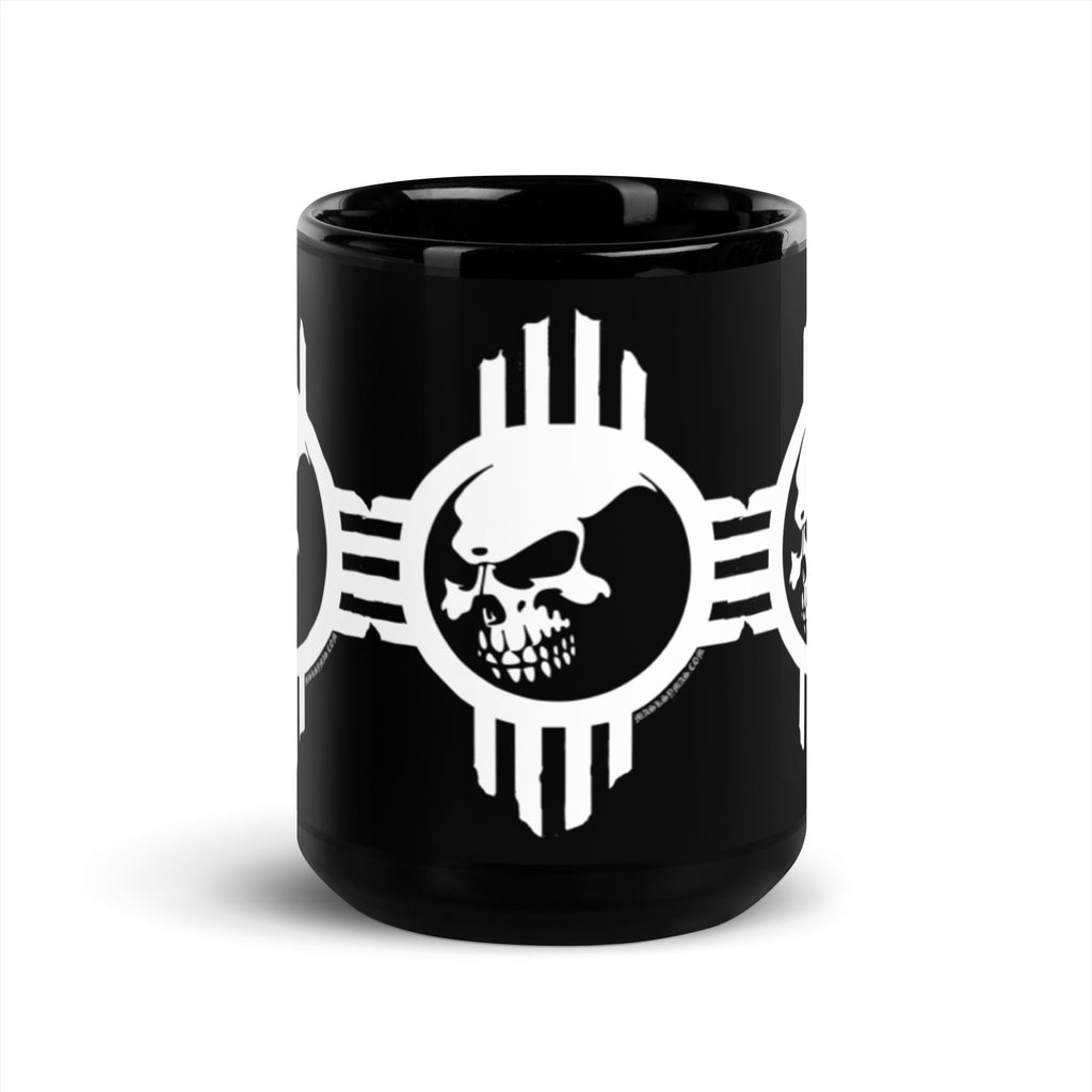 Zia Skull - 15 oz Black Glossy Mug