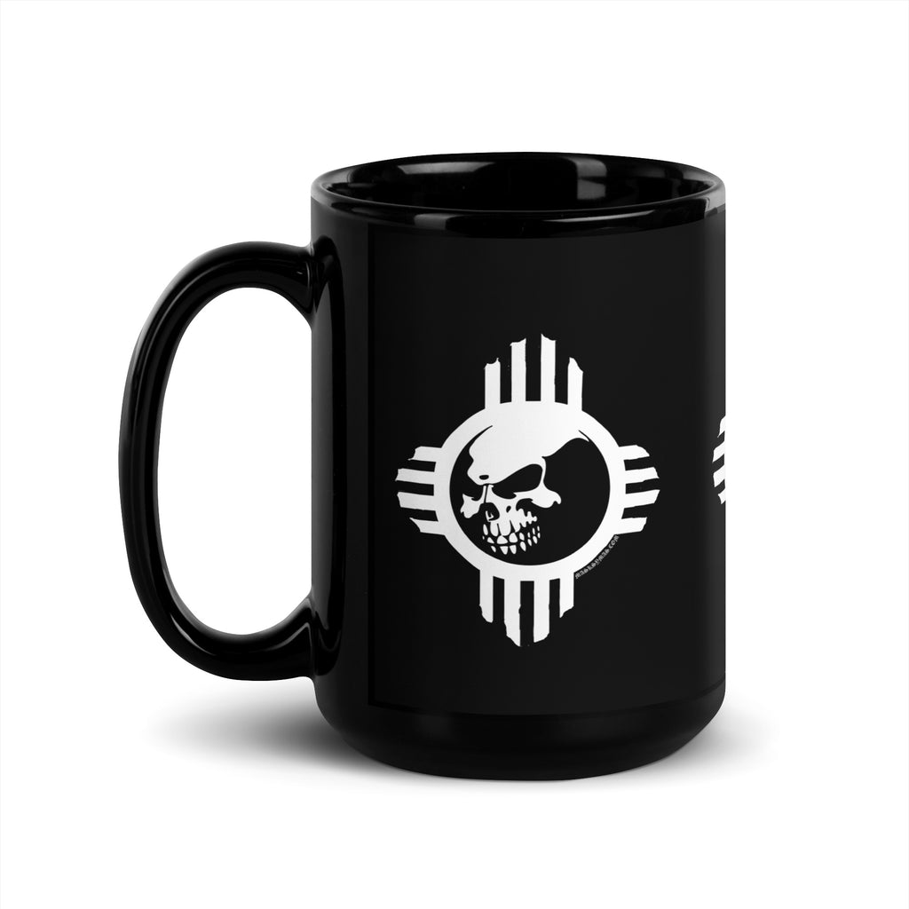 Zia Skull - Black Glossy Mug - 2 Size Options