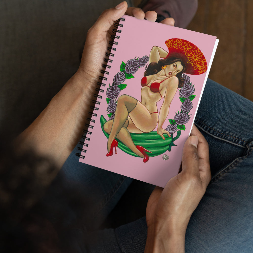 Chili Girl Pink Spiral notebook