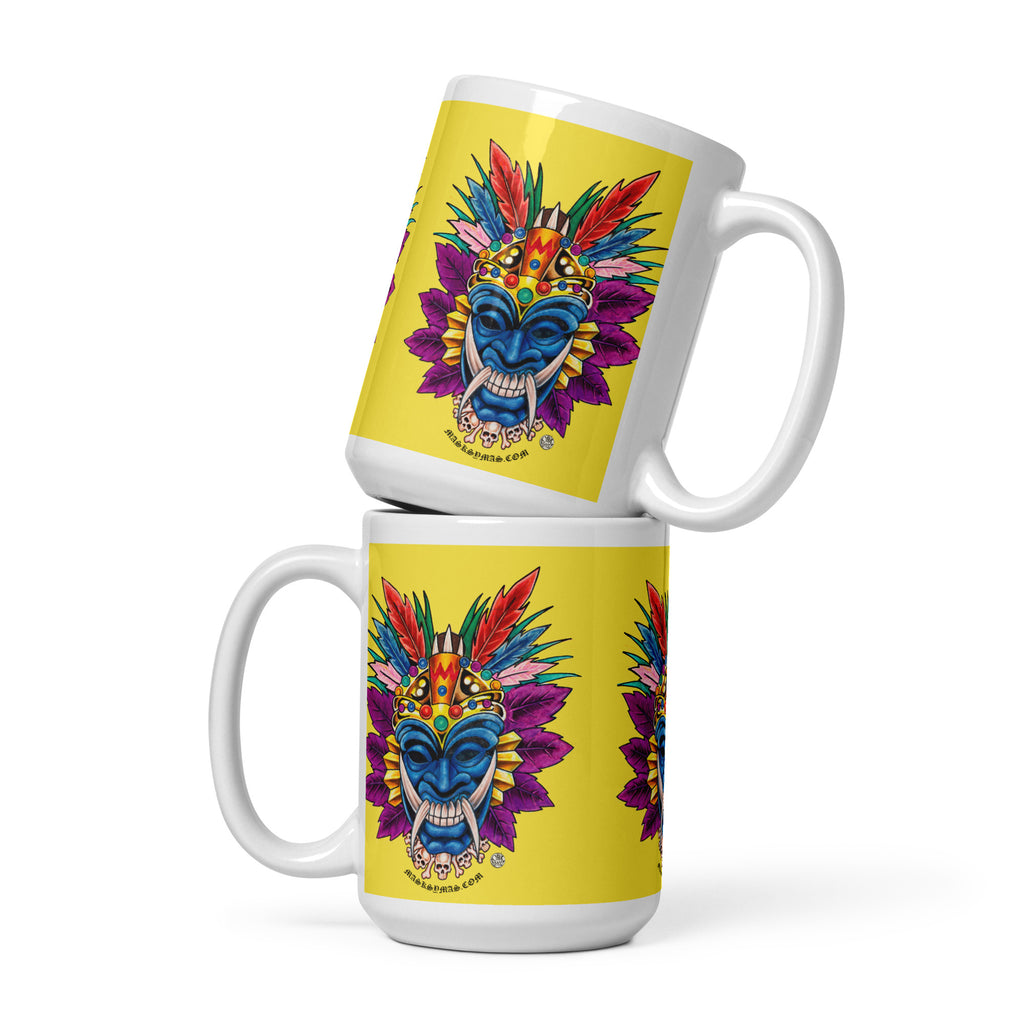 D Briggs - Aztec Mask - White Glossy Mug - 3 Size Options