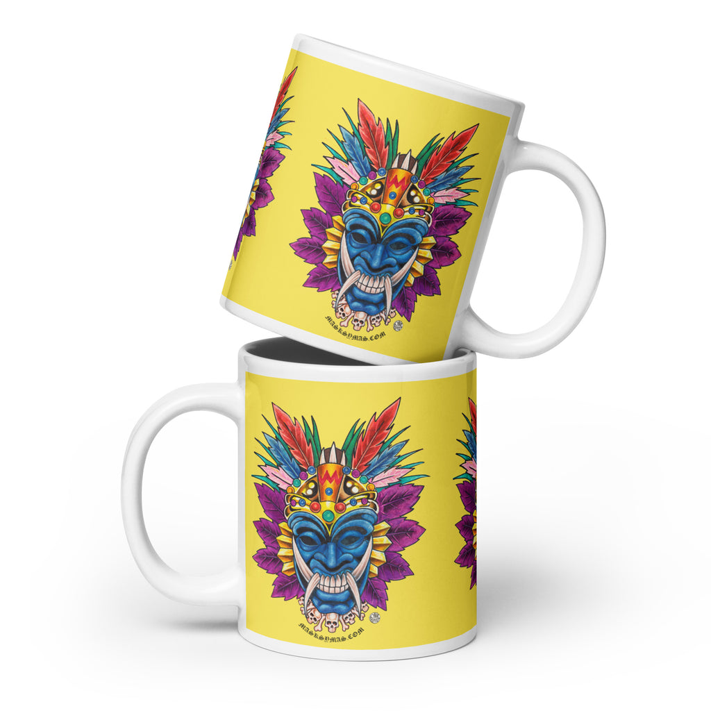 D Briggs - Aztec Mask - White Glossy Mug - 3 Size Options