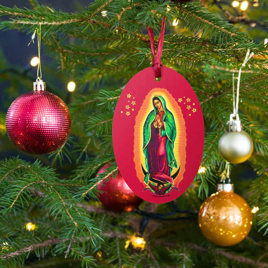 Guadalupe - Oval Magnetic Wooden Christmas Ornament