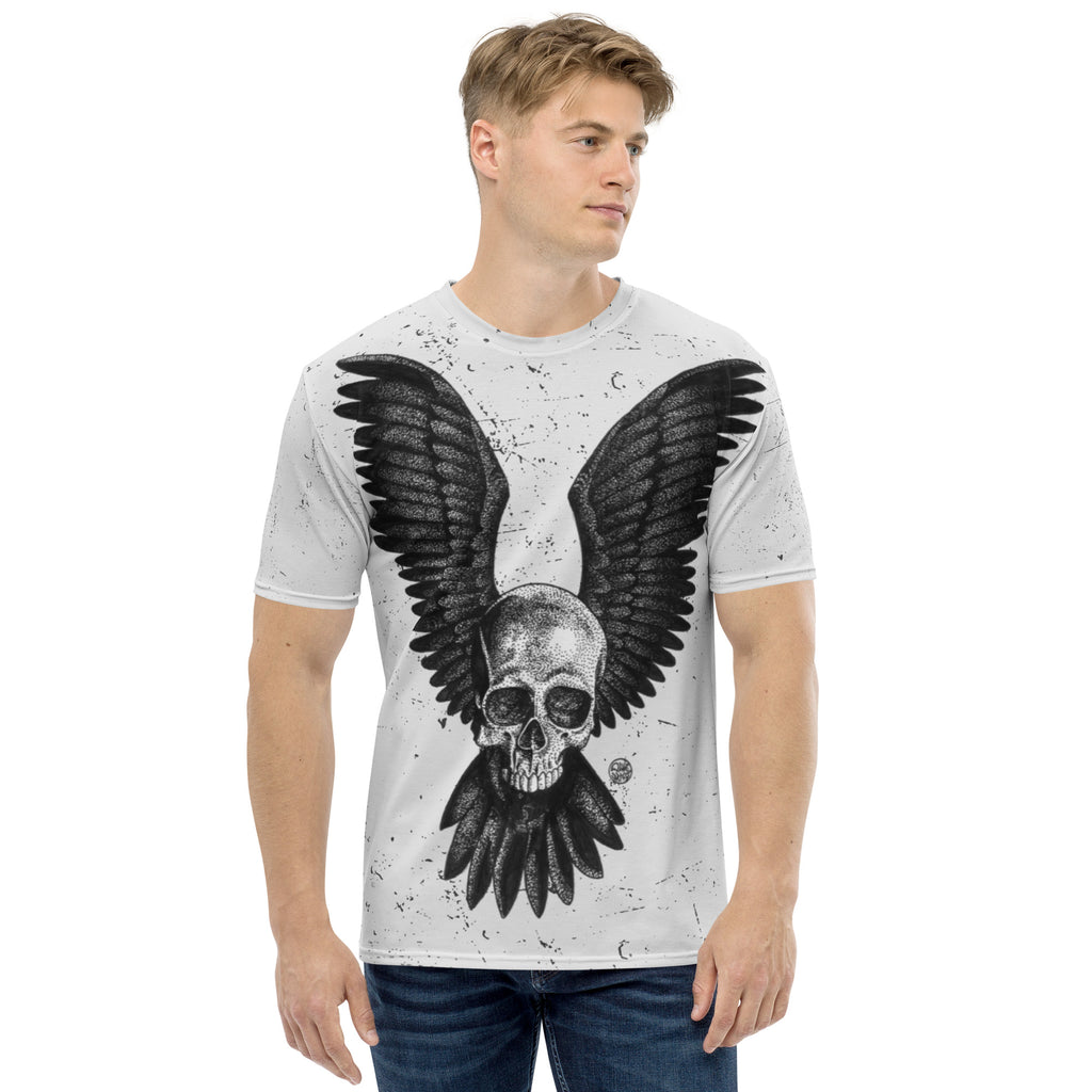 B&W Tall Skull Wings Men's t-shirt